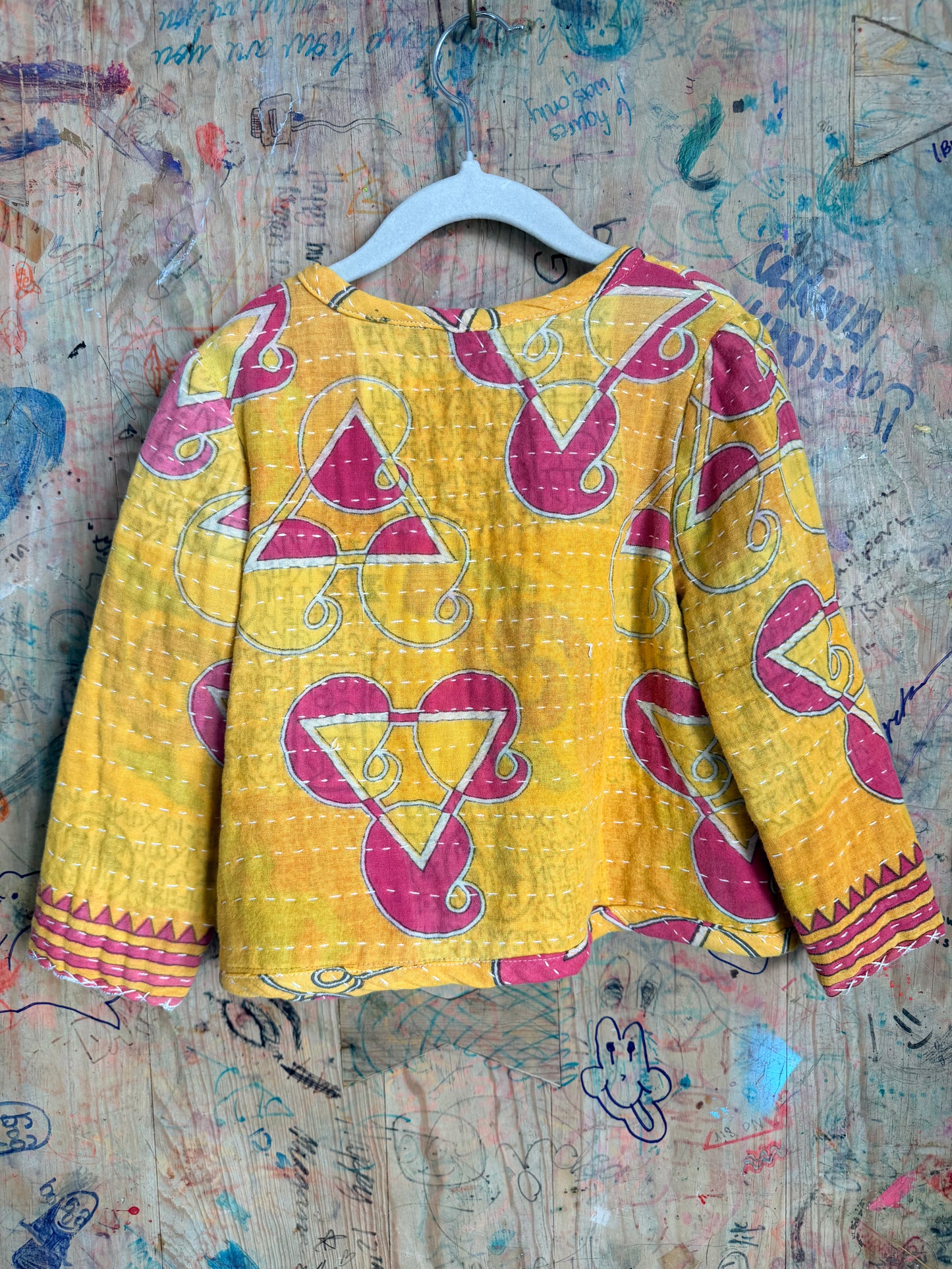 Yellow & Pink Toddler Kantha Quilt Jacket