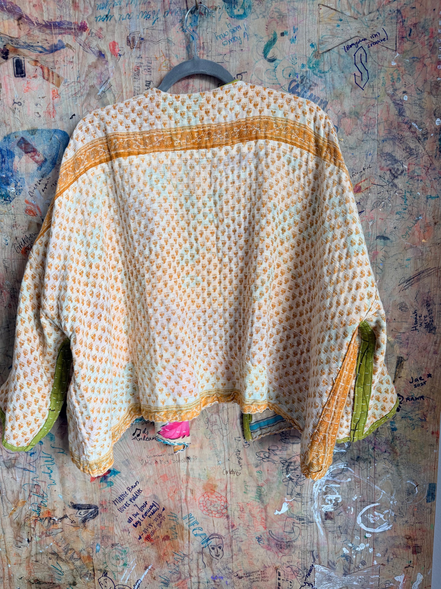 Green Floral Kantha Quilt Jacket