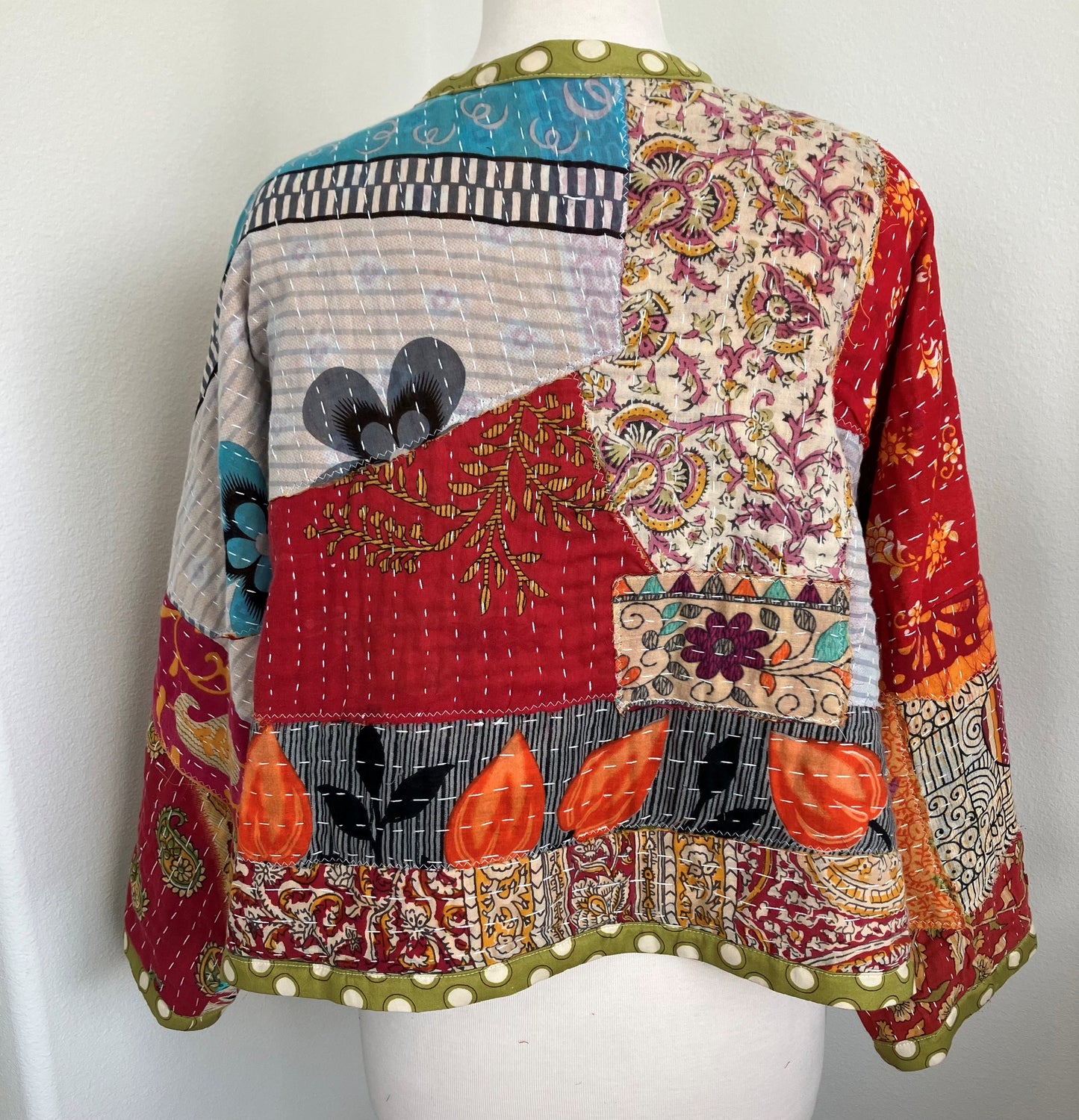 Polka Dot Kantha Quilt Jacket