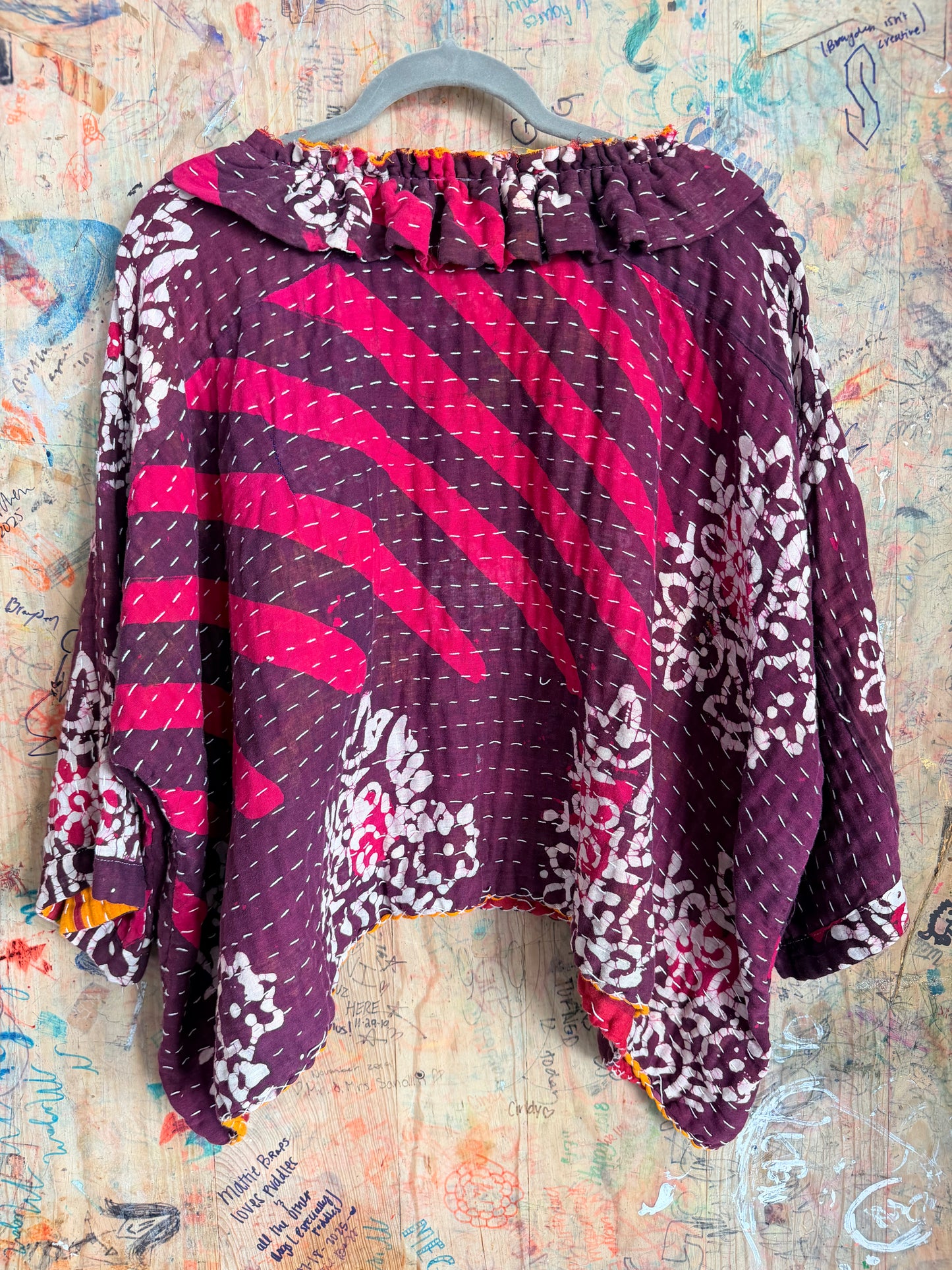 Dark Purple Pullover Kantha Quilt Jacket
