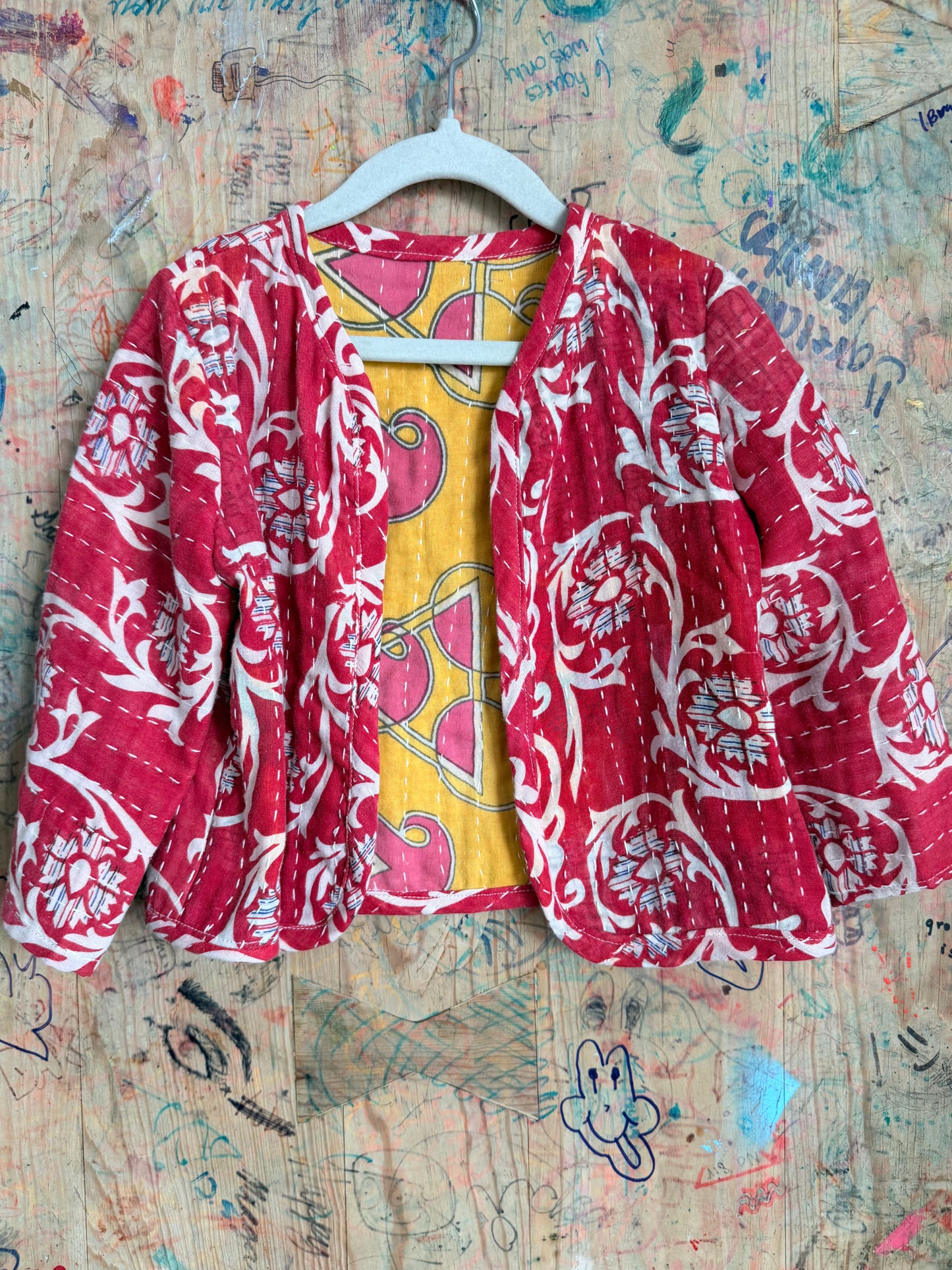 Red & Orange Toddler Kantha Quilt Jacket