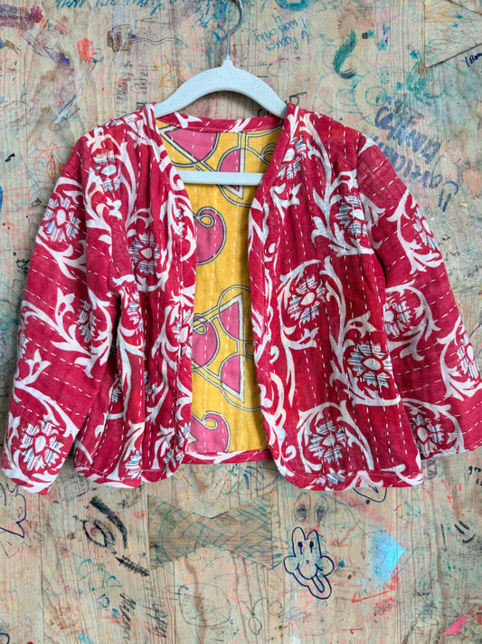 Red & Orange Toddler Kantha Quilt Jacket