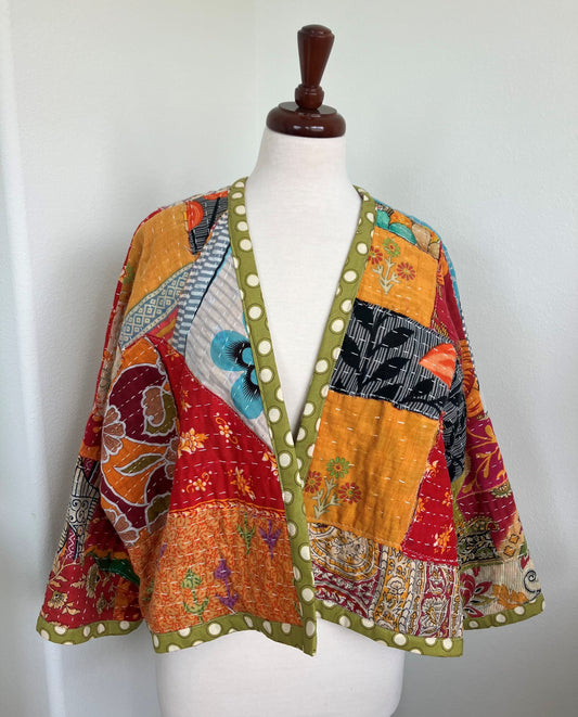 Polka Dot Kantha Quilt Jacket